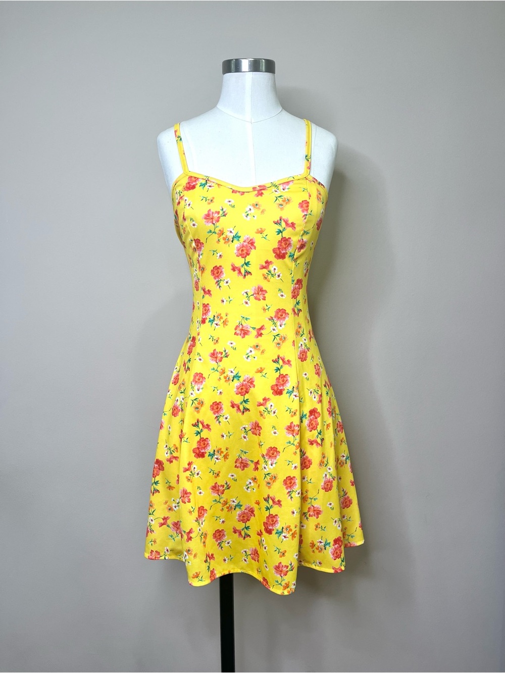 Vintage 90s Frederick’s of Hollywood Yellow Floral Dress, good condition